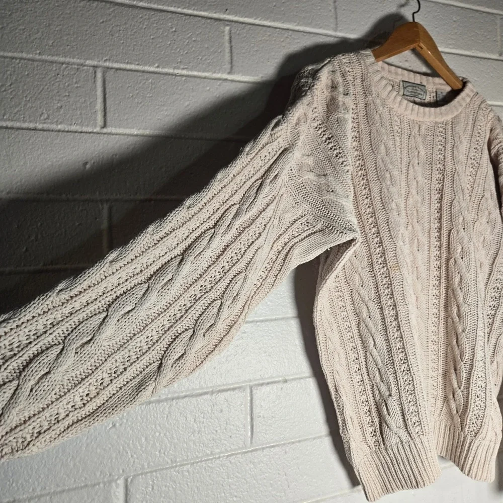 Vtg American Eagle Cable Knit Sweater Mens XL Fisherman Ramie Boho 90s Oversized
